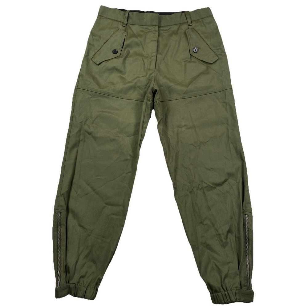 Nili Lotan Arliss Cropped Twill Tapered Pants Military Style Green USA Size 6